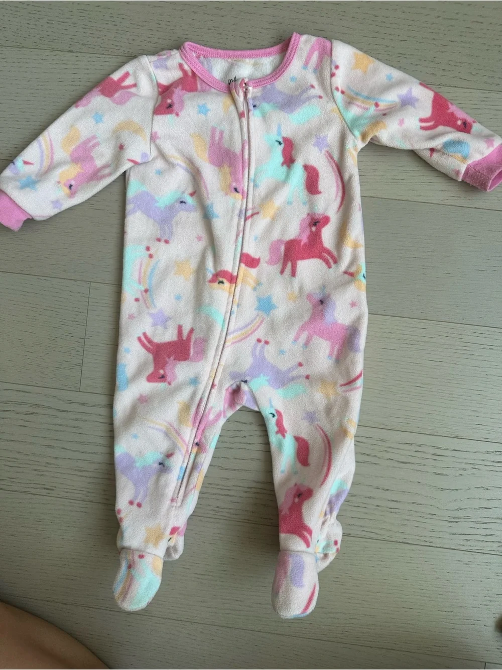 Kids Headquarters Pink Unicorn Print Footed One-Piece